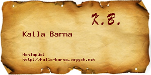 Kalla Barna névjegykártya