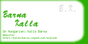 barna kalla business card